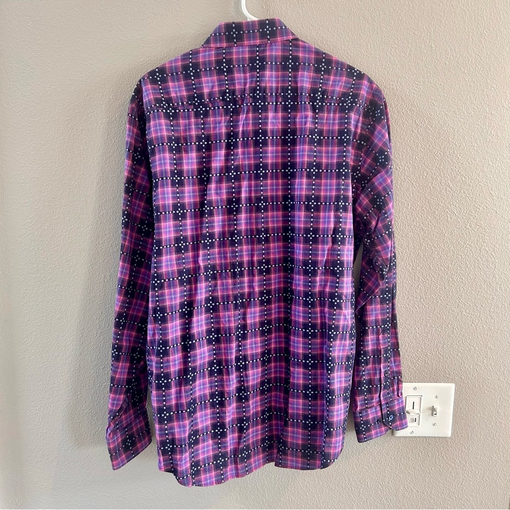 Large Bugatchi Purple and Black Casual Button Down Shirt - Picture 2 of 7
